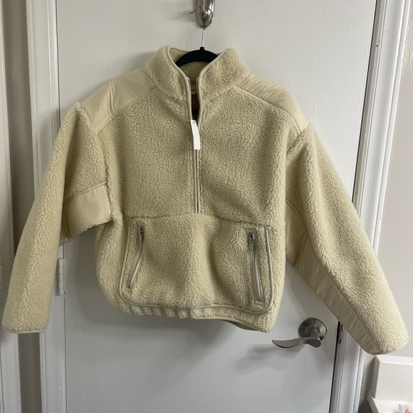 NWT- Madewell Faux Shearling Half-Zip Pullover - Picture 2 of 5